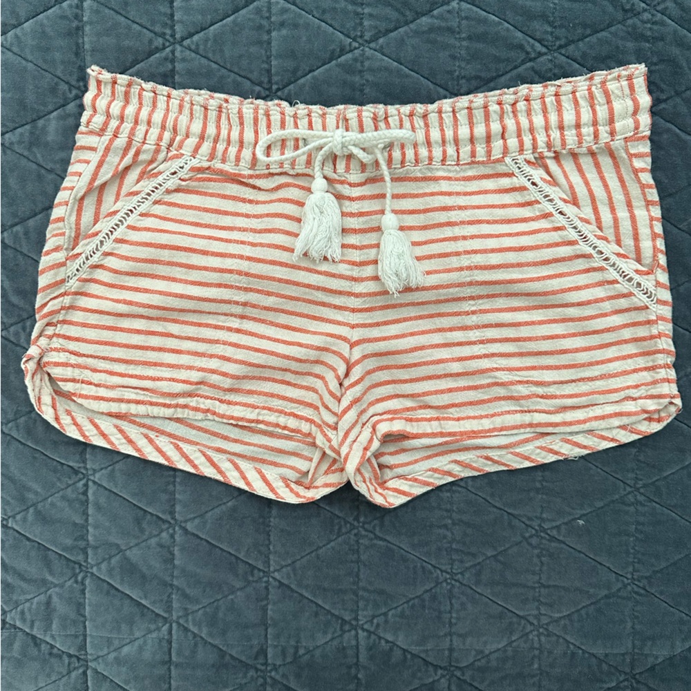 Jolt Linen Shorts Orange and White Stripe Size Small
